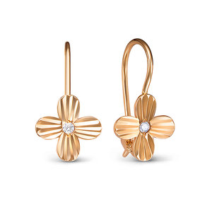 Серьги из золота с камнем Фианит фото, цены