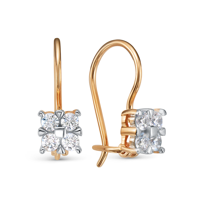 Серьги из золота с камнем Фианит фото, цены