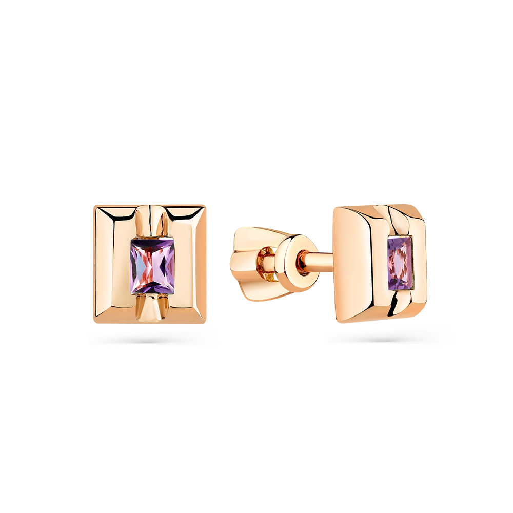 Пуссеты из золота с камнем аметист фото, цены