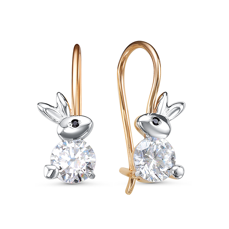 Серьги из золота с камнем Фианит фото, цены