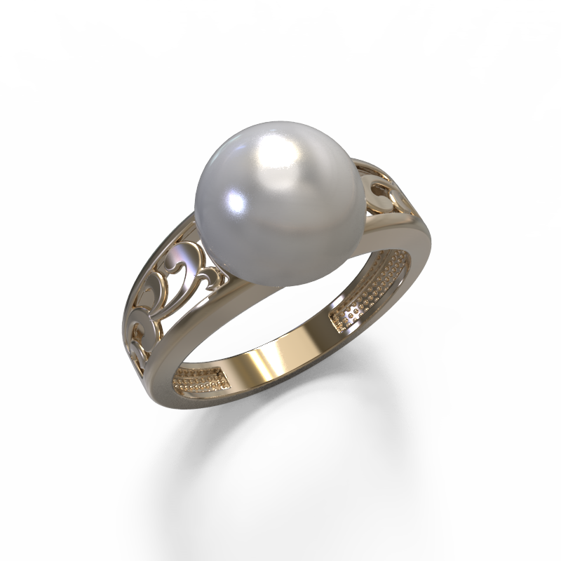Кольцо из золота с камнем Жемчуг фото, цены
