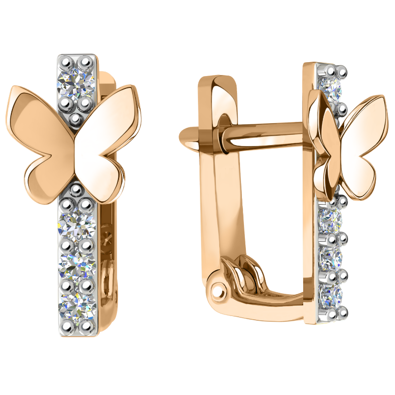 Серьги из золота с камнем Фианит фото, цены