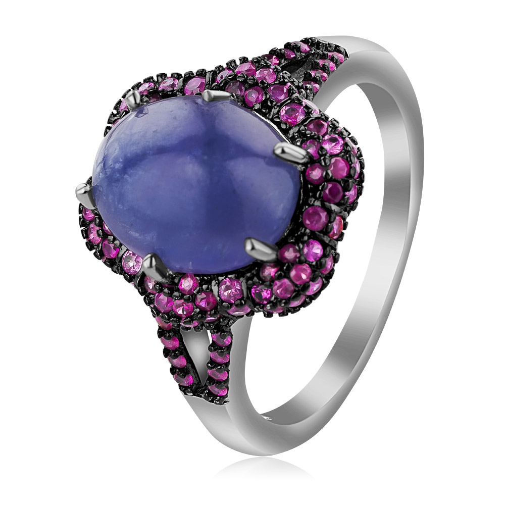 Кольцо из серебра с камнем Танзанит, Корунд фото, цены