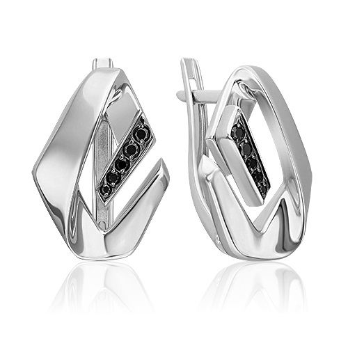 Серьги из серебра с камнем Фианит фото, цены