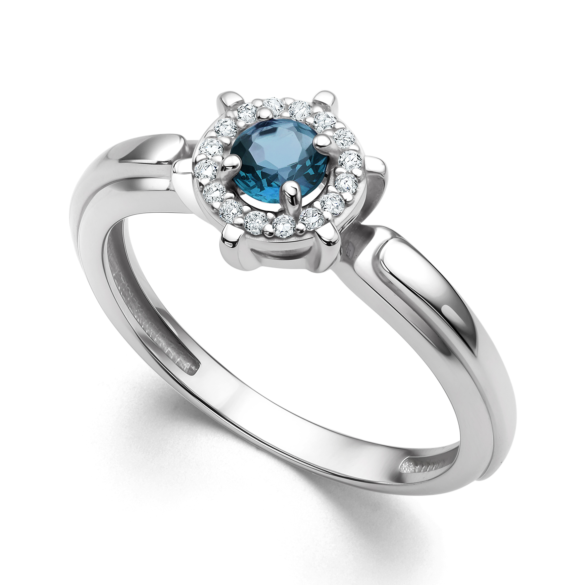 Кольцо из серебра с камнем Лондон топаз, Фианит фото, цены