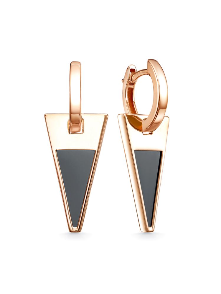 Серьги из золота с камнем Оникс фото, цены