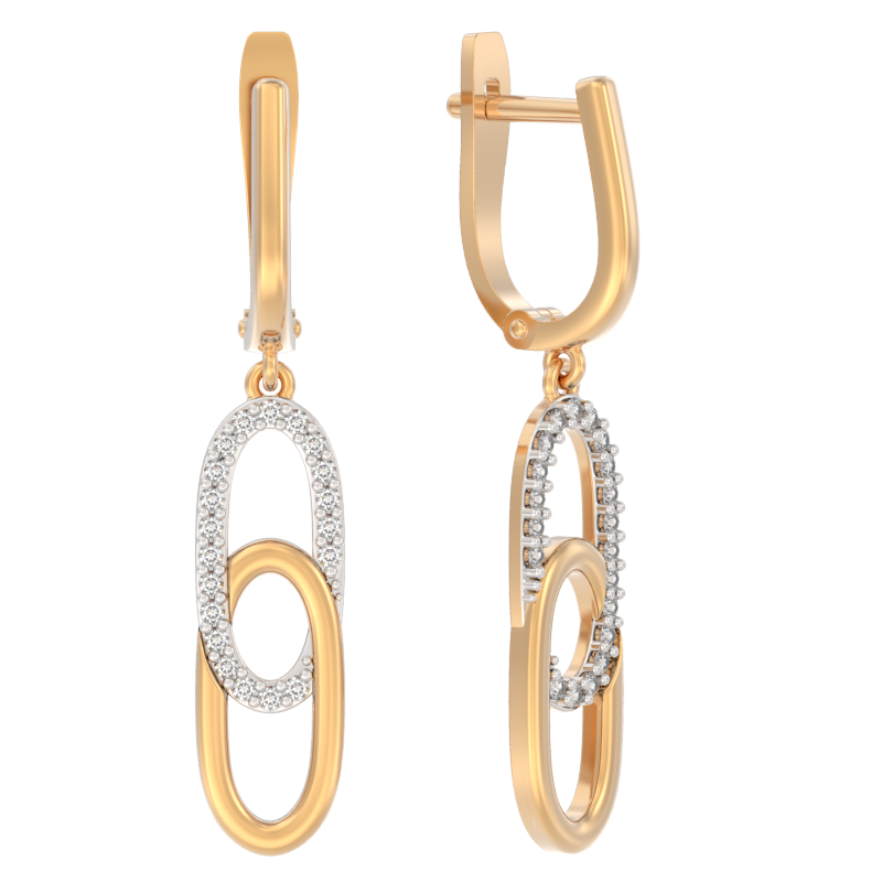 Серьги из золота с камнем Фианит фото, цены