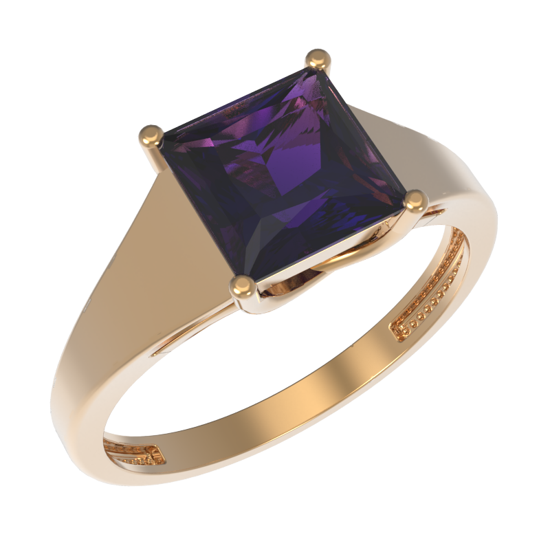 Кольцо из золота с камнем аметист фото, цены
