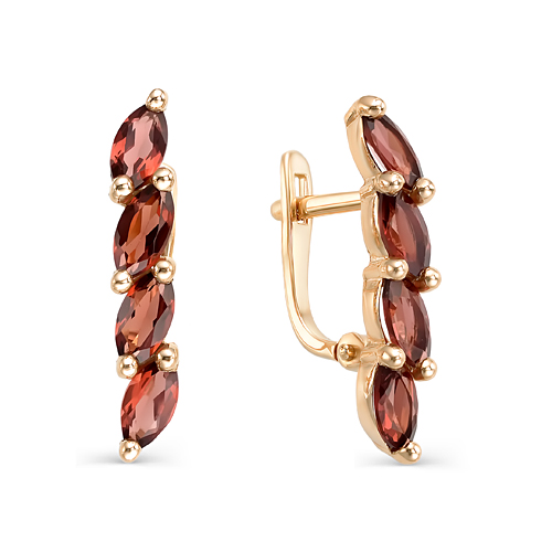 Серьги из золота с камнем Гранат фото, цены