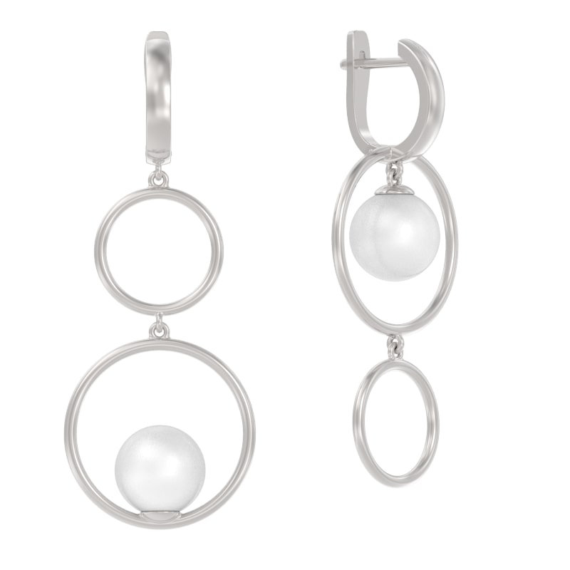 Серьги из серебра с камнем Жемчуг фото, цены