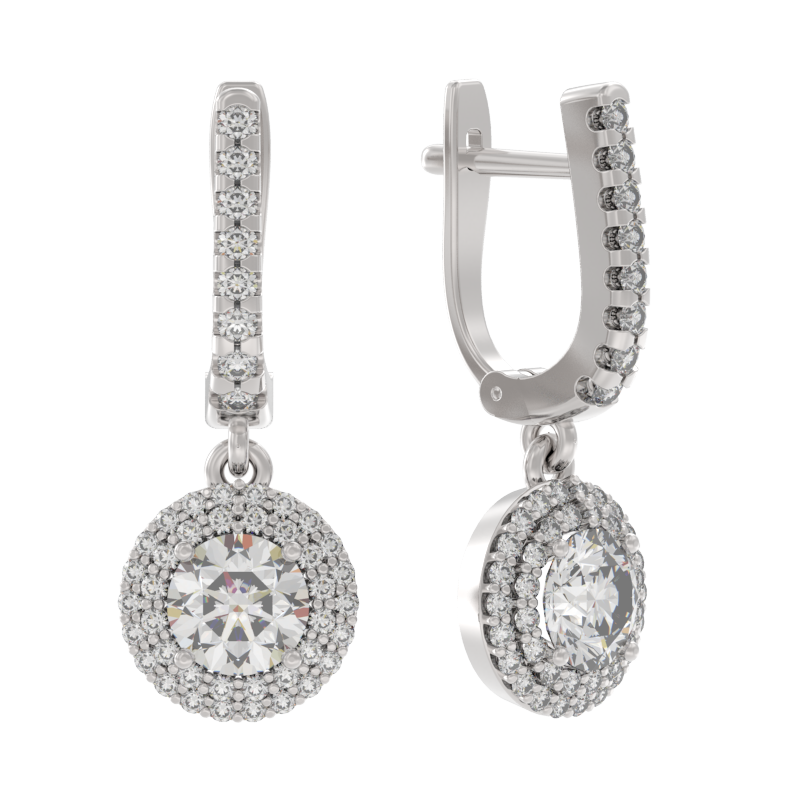 Серьги из серебра с камнем Фианит фото, цены