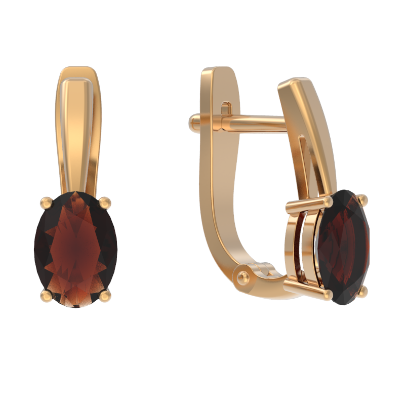Серьги из золота с камнем Гранат фото, цены