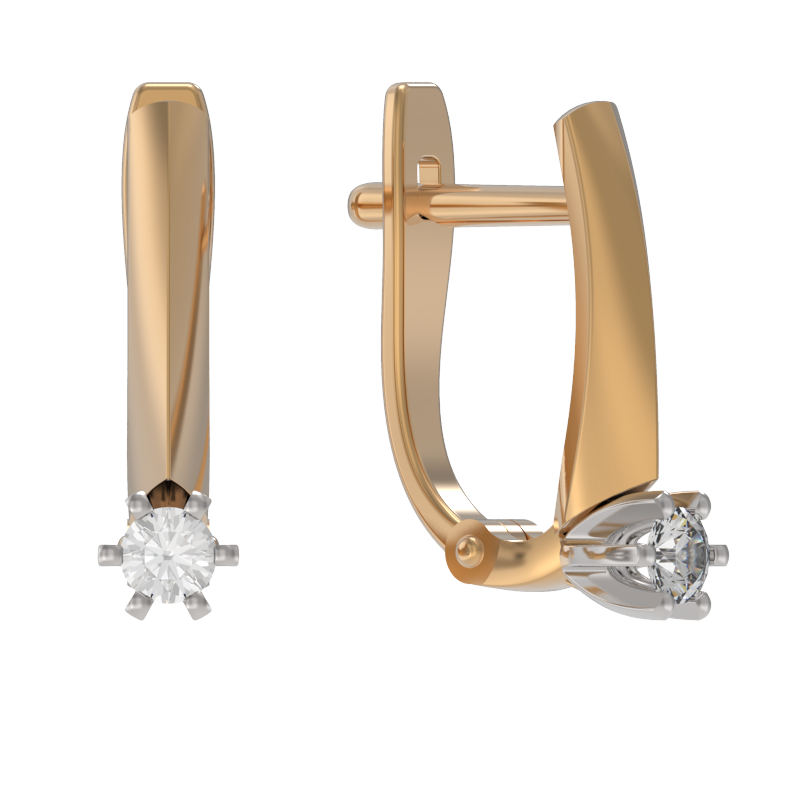 Серьги из золота с камнем Бриллиант фото, цены