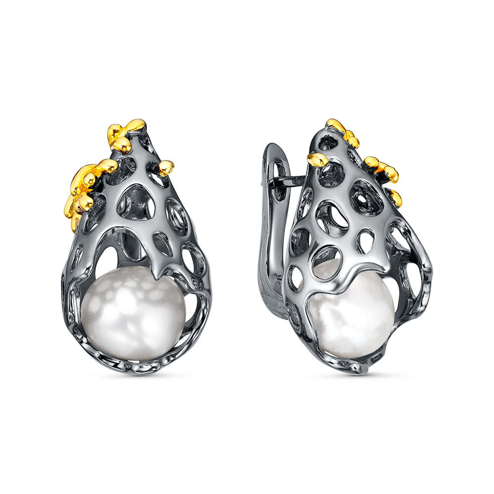 Серьги из серебра с камнем Жемчуг фото, цены