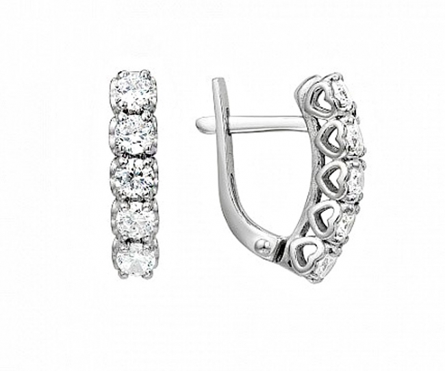 Серьги из серебра с камнем Фианит фото, цены