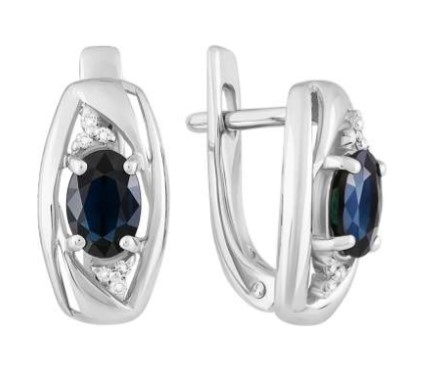 Серьги из золота с камнем Бриллиант, Сапфир фото, цены