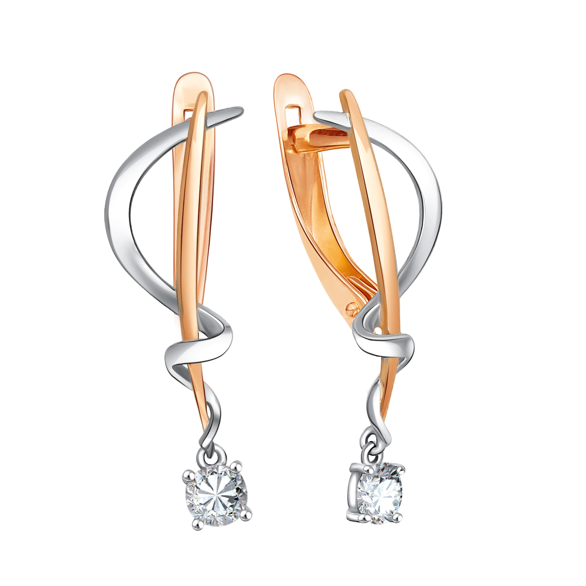 Серьги из золота с камнем Кристалл "Сваровски" фото, цены