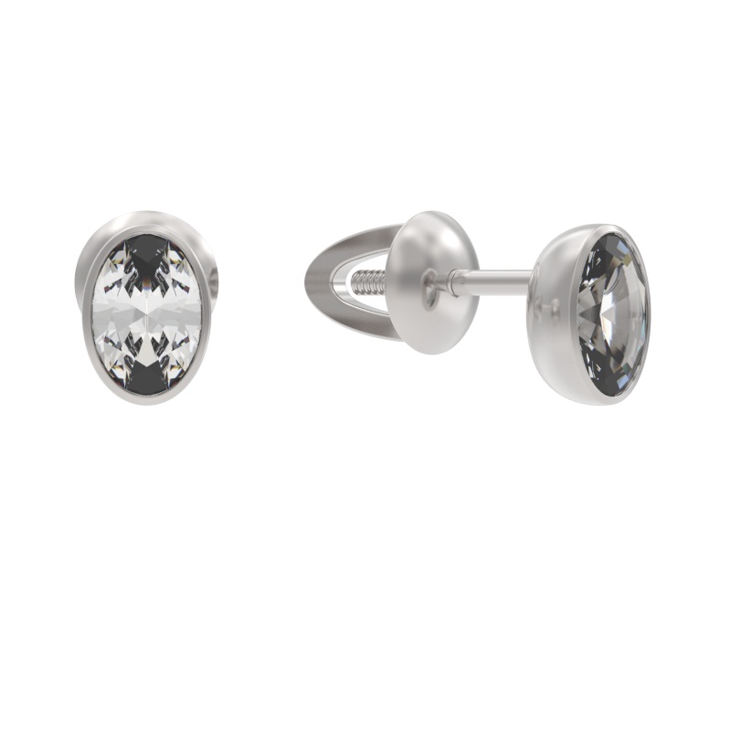 Пуссеты из серебра с камнем Фианит фото, цены