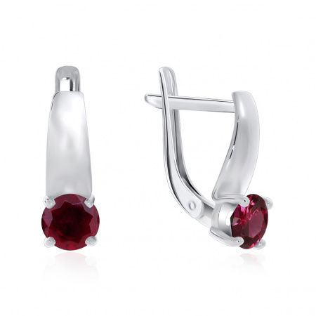 Серьги из серебра с камнем Корунд фото, цены