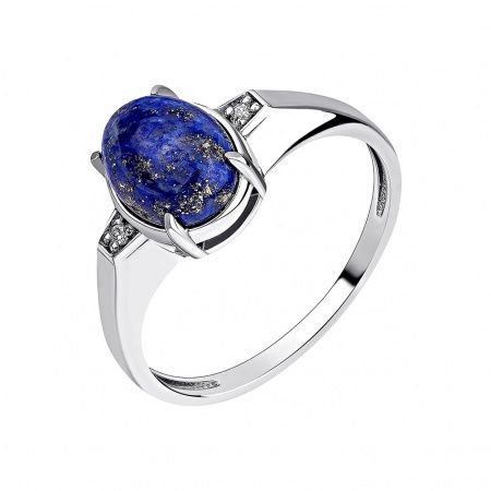 Кольцо из серебра с камнем Фианит, Лазурит фото, цены