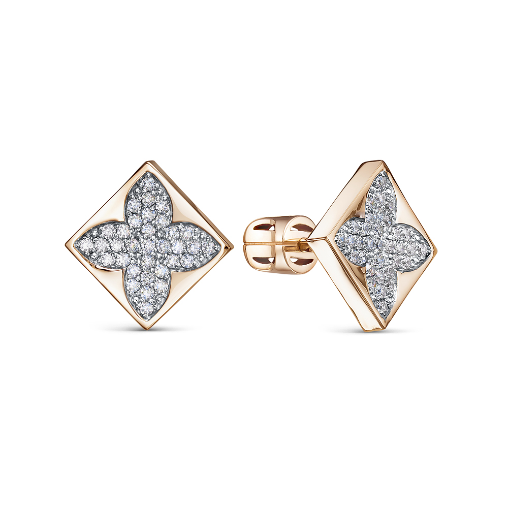 Пуссеты из золота с камнем Фианит фото, цены