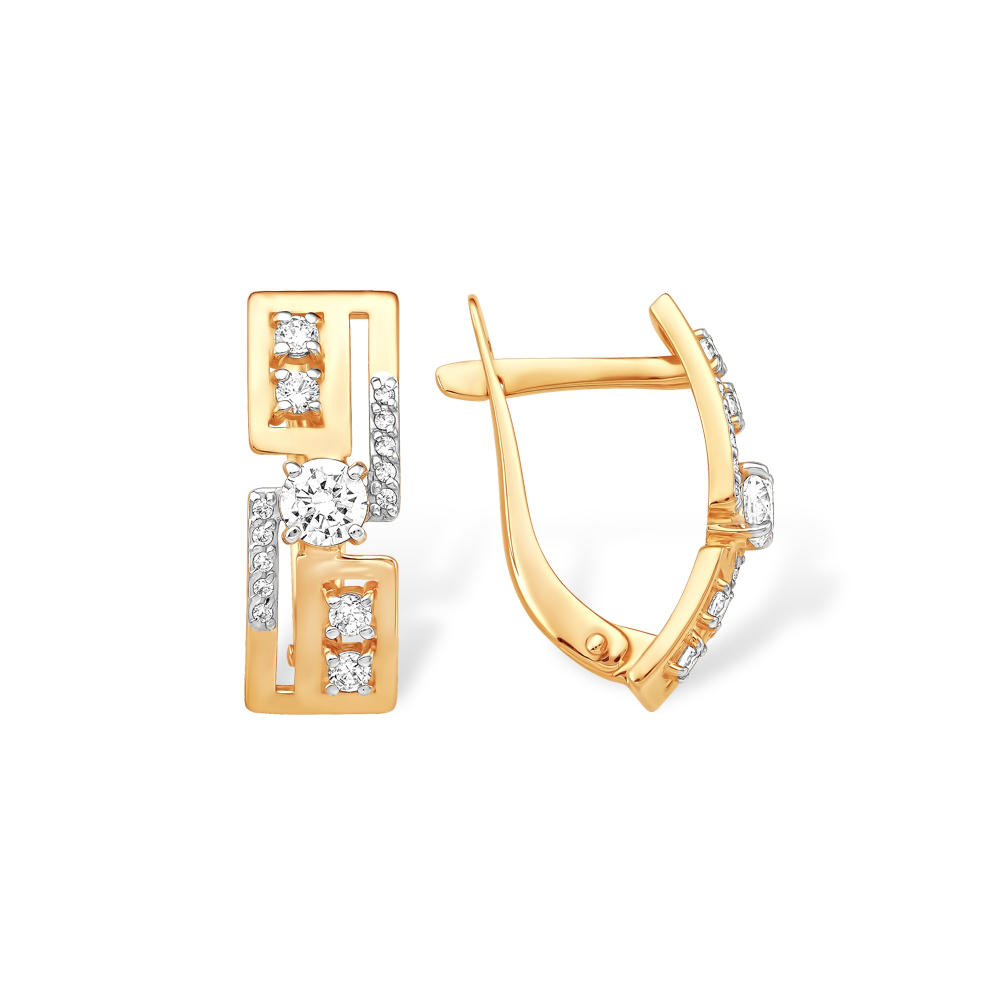 Серьги из золота с камнем Фианит фото, цены