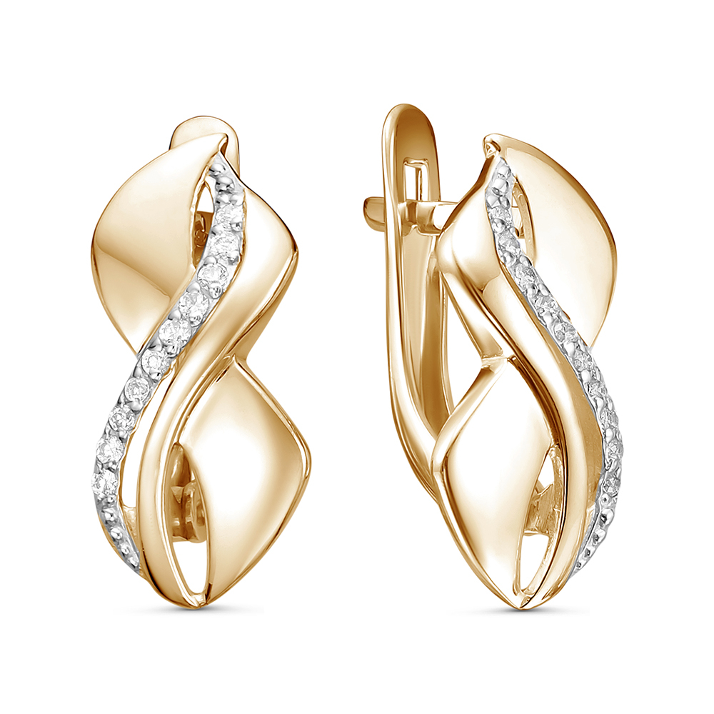 Серьги из золота с камнем Фианит фото, цены