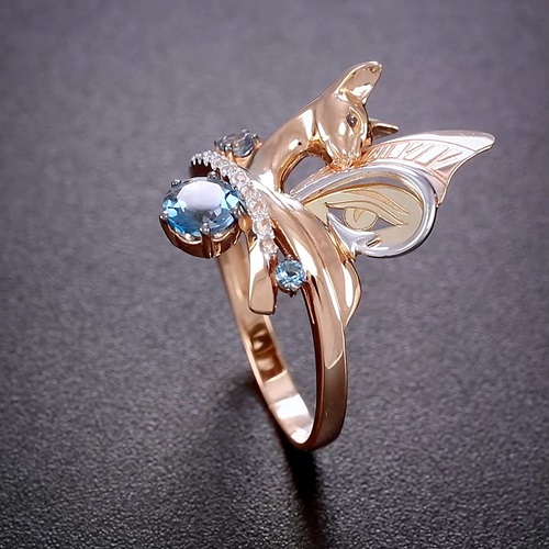 Кольцо из золота с камнем Топаз фото, цены