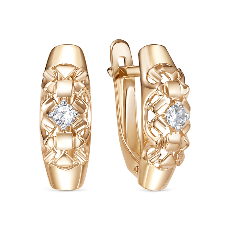 Серьги из золота с камнем Фианит фото, цены