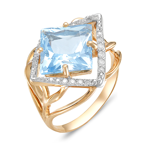 Кольцо из золота с камнем Топаз, Фианит фото, цены