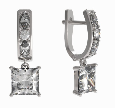 Серьги из серебра с камнем Фианит фото, цены