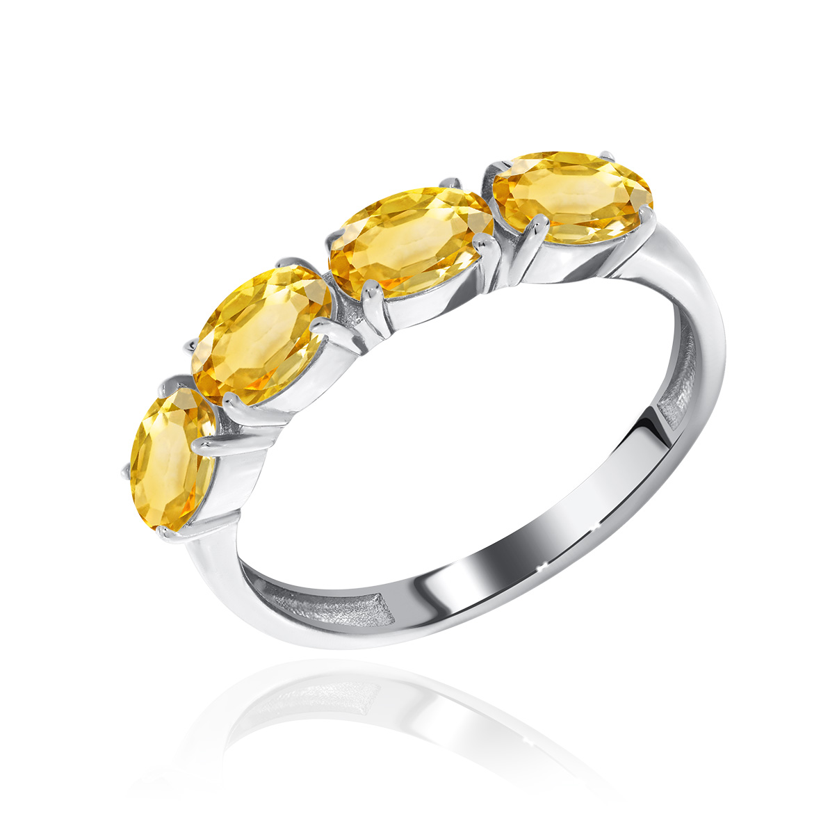 Кольцо из серебра с камнем Цитрин фото, цены