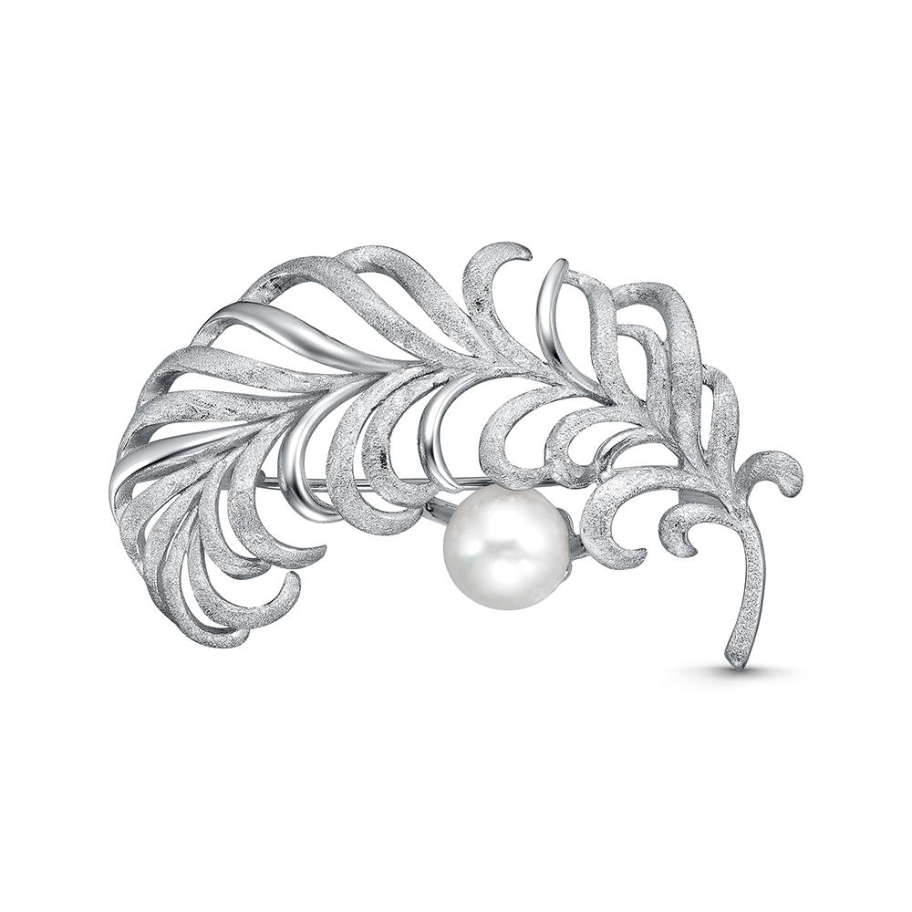 Брошь из серебра с камнем Жемчуг речной фото, цены