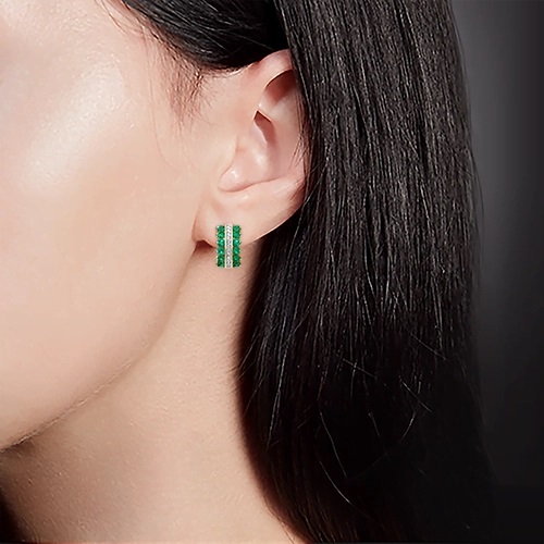 Серьги из золота с камнем Бриллиант, Изумруд фото, цены