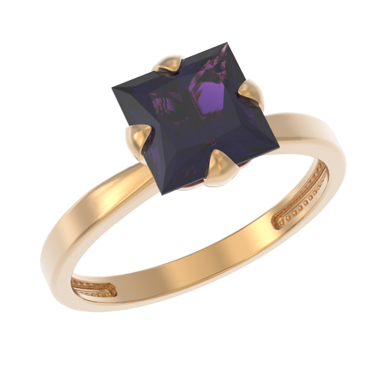 Кольцо из золота с камнем аметист фото, цены