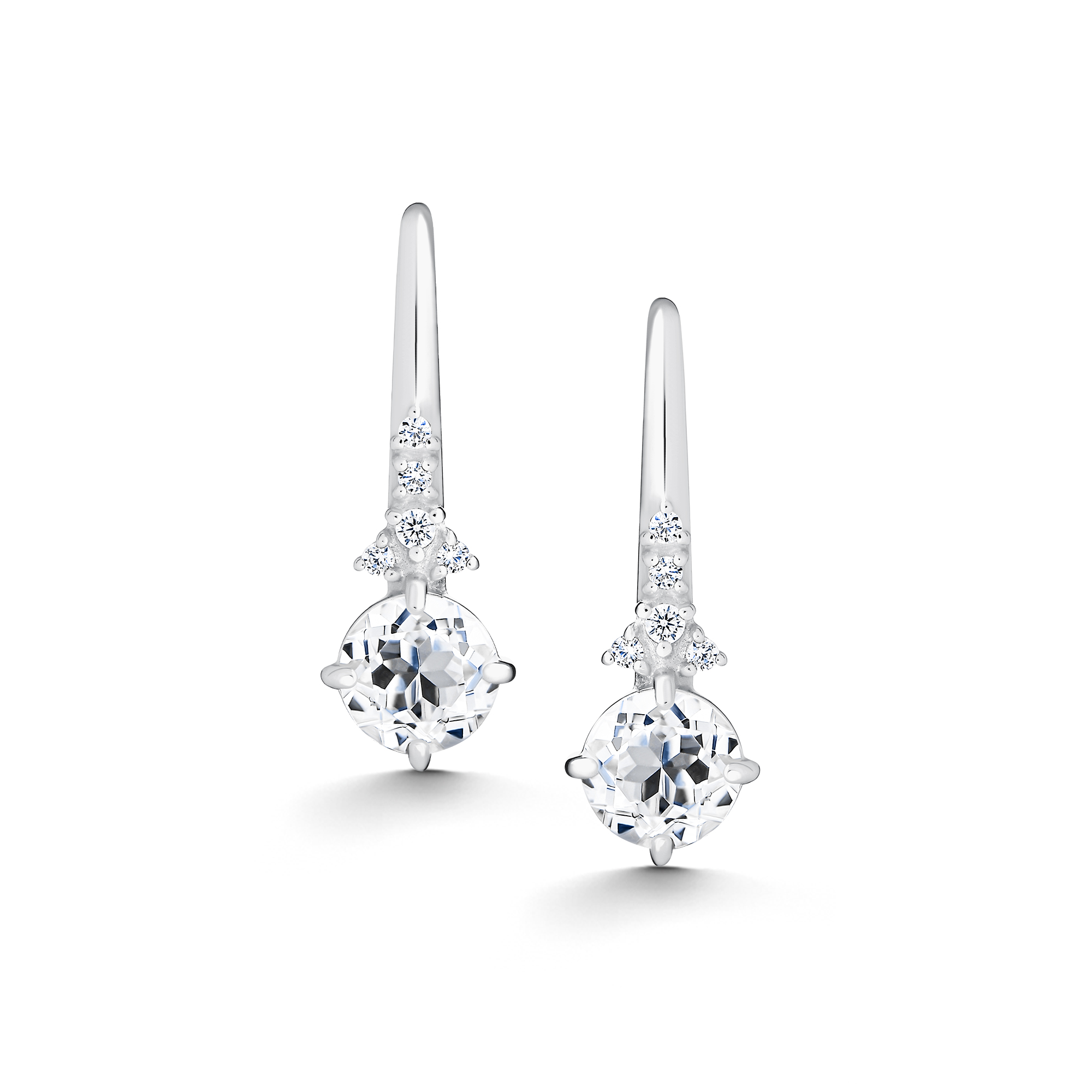 Серьги из серебра с камнем Фианит, Кварц фото, цены