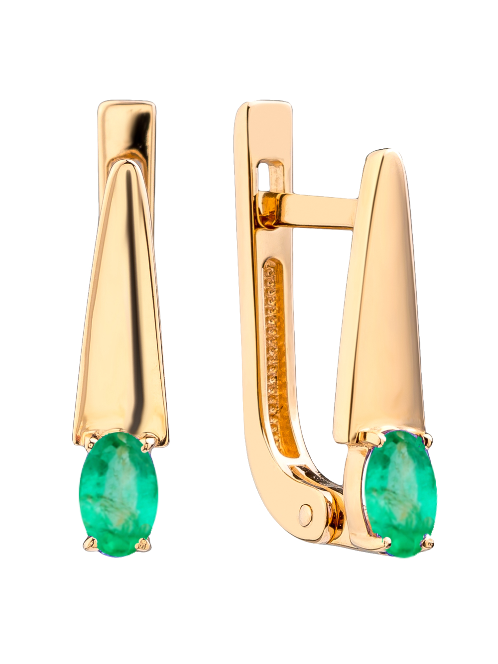 Серьги из золота с камнем Изумруд фото, цены