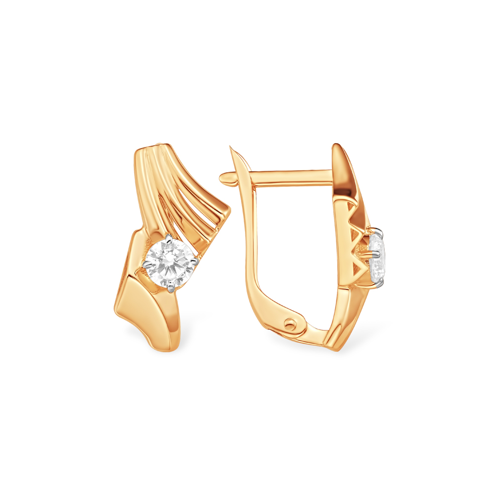 Серьги из золота с камнем Фианит фото, цены