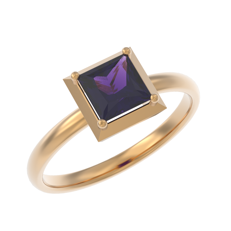 Кольцо из золота с камнем аметист фото, цены