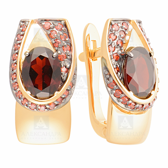 Серьги из золота с камнем Фианит, Турмалин синт. фото, цены