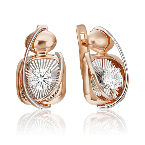 Серьги из золота с камнем Фианит фото, цены