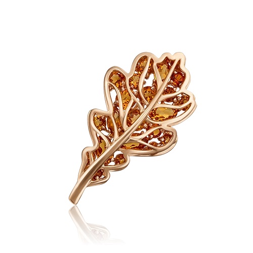 Брошь из золота с камнем Цитрин фото, цены