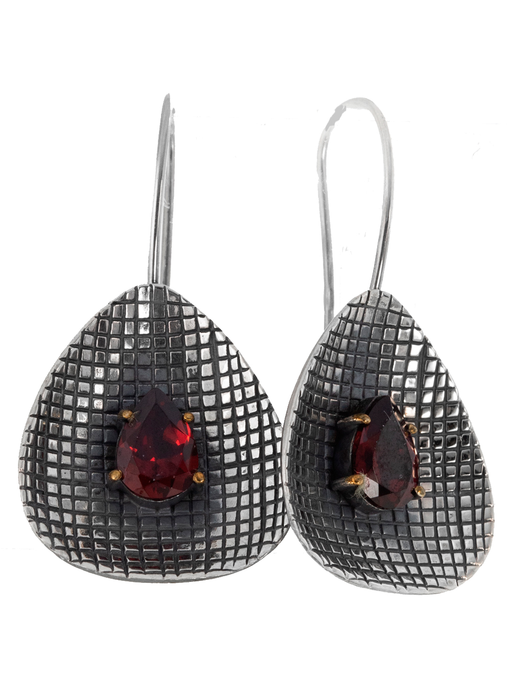 Серьги из серебра с камнем Гранат фото, цены