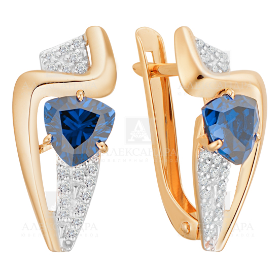 Серьги из золота с камнем аметист, Фианит фото, цены