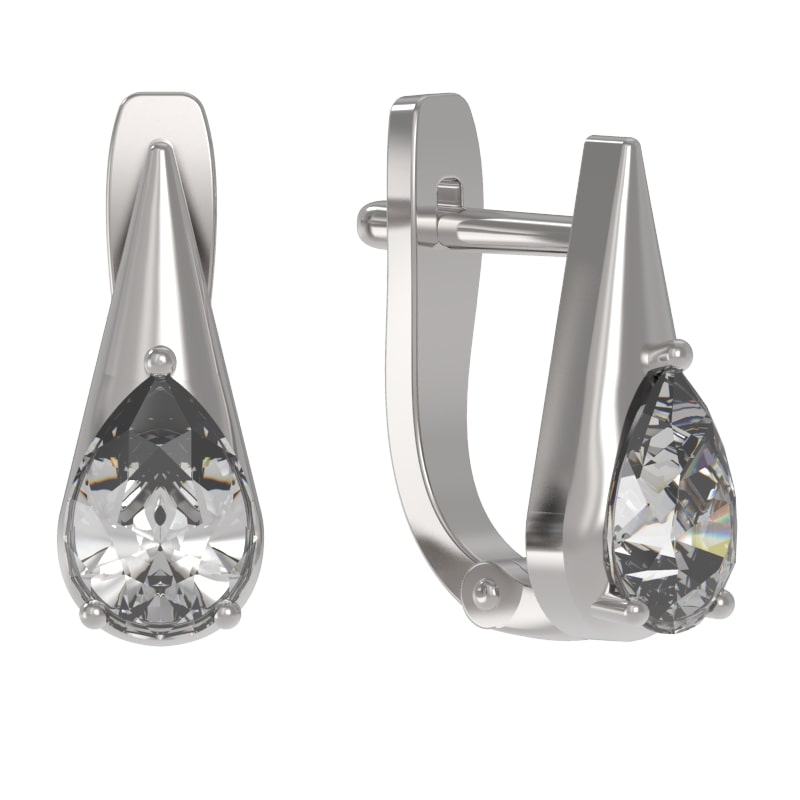 Серьги из серебра с камнем Фианит фото, цены