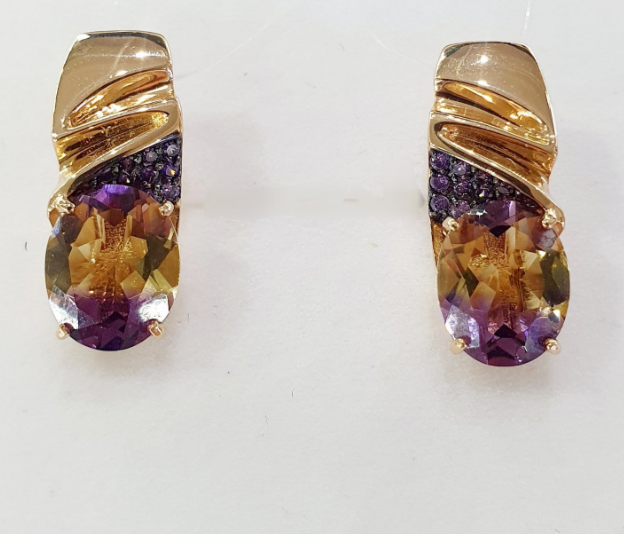 Серьги из золота с камнем Топаз, Фианит фото, цены