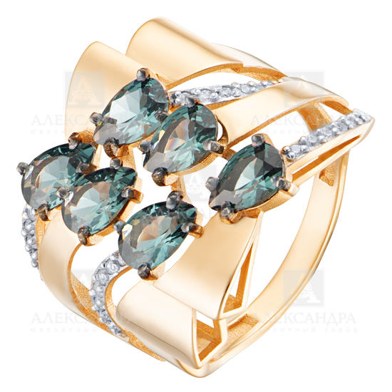 Кольцо из золота с камнем аметист, Фианит фото, цены