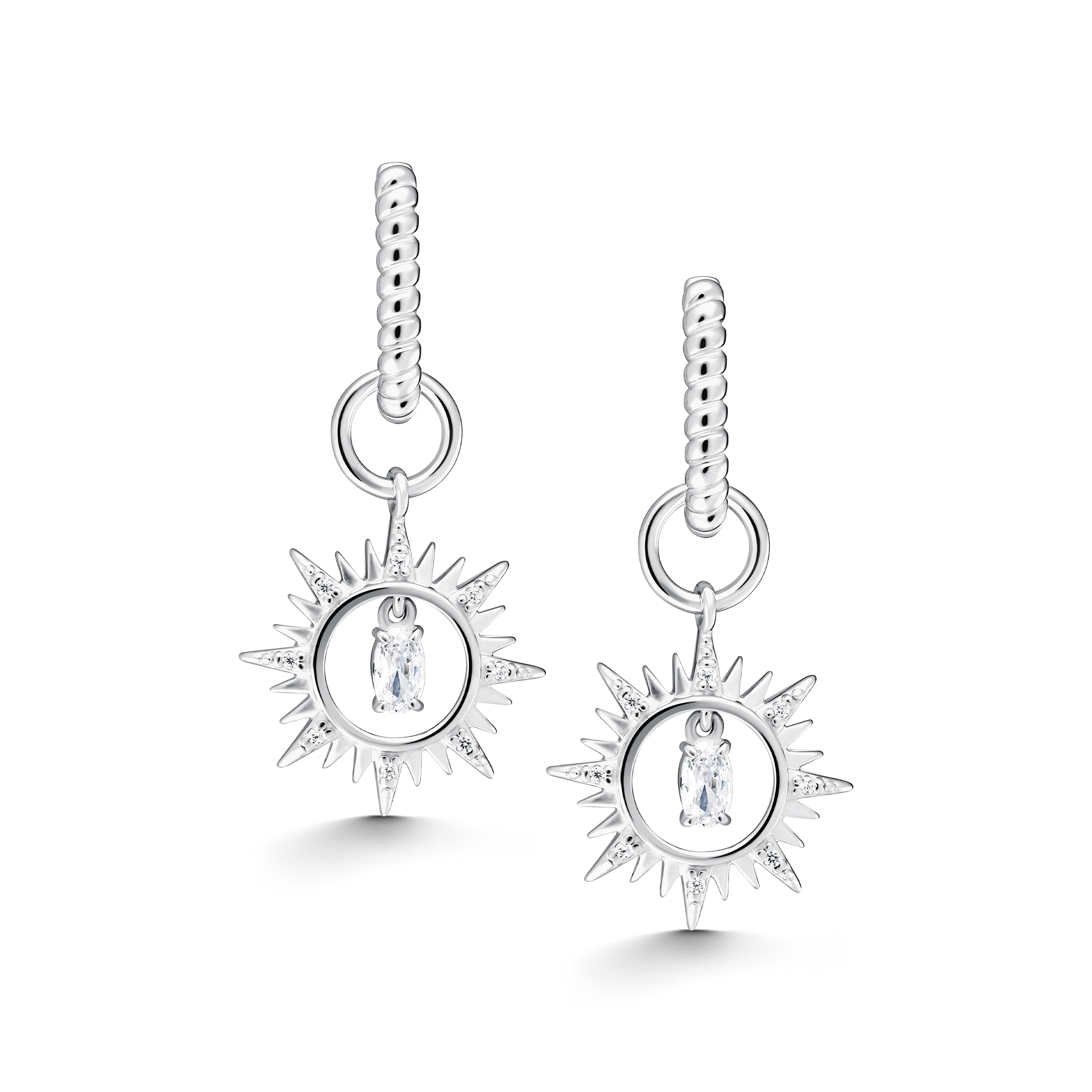 Серьги из серебра с камнем Фианит фото, цены