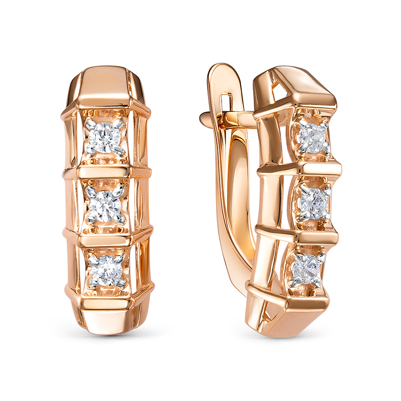 Серьги из золота с камнем Фианит фото, цены