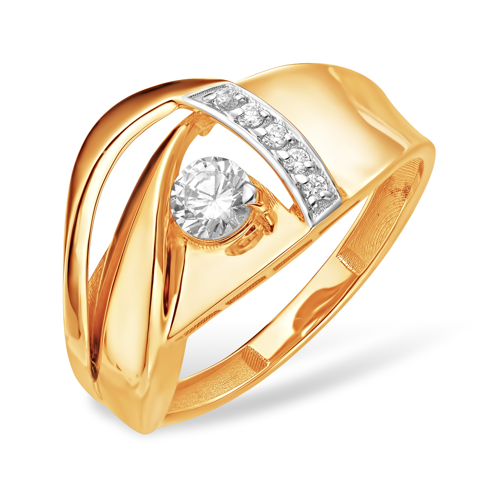 Кольцо из золота с камнем Фианит фото, цены